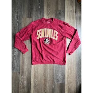Pressbox FSU Seminoles Sweatshirt Womens L Red Excellent Corded Ribbed Crewneck